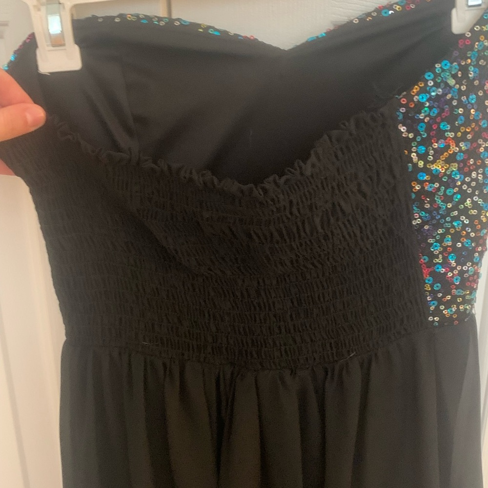 Black Sparkled Strapless Dress View 5
